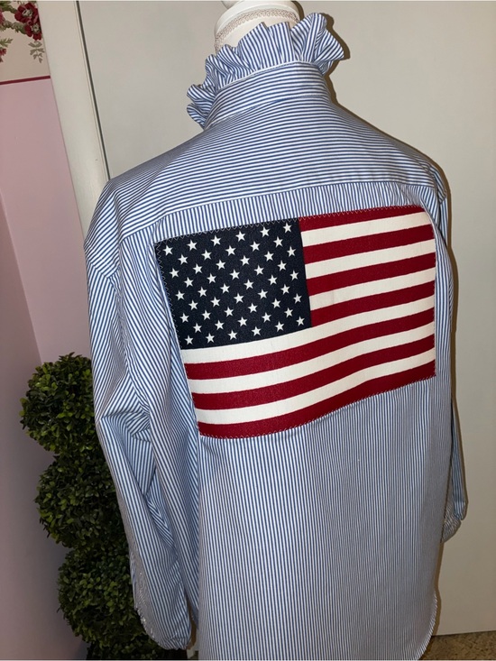 Van Heusen Tops - Up-Cycled Ruffled Collar “Girly” Shirt